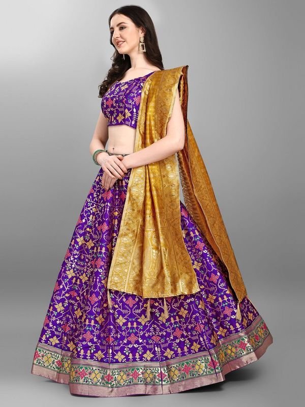 Women Purple Printed Lehenga