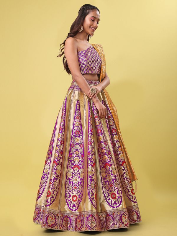 Women PurpleFloral Print Lehenga