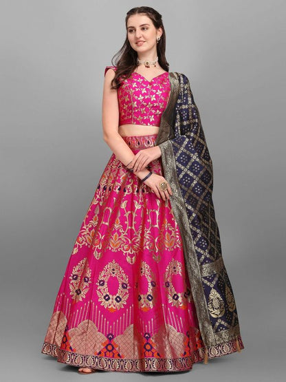 Pink Flared Lehenga Choli with Dupatta