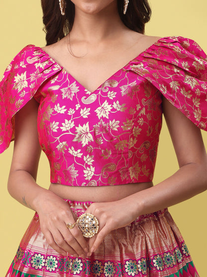 Women Pink Embellished  Lehenga