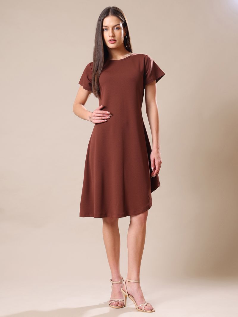 Women Brown Regular Sleeve Dress