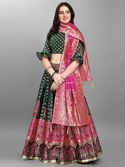 Women Gorgeous Dark Green Lehenga Choli