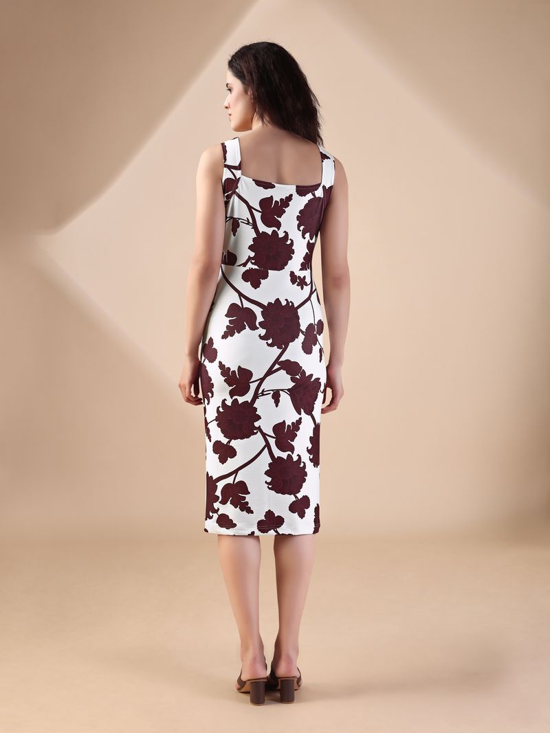 Women's White Bodycon Midi Sleeveless Dress