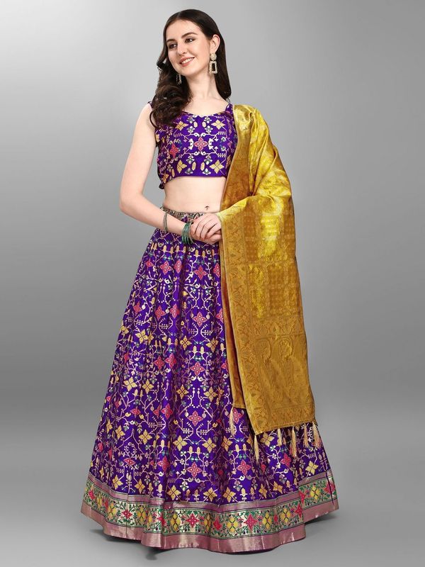 Women Purple Printed Lehenga