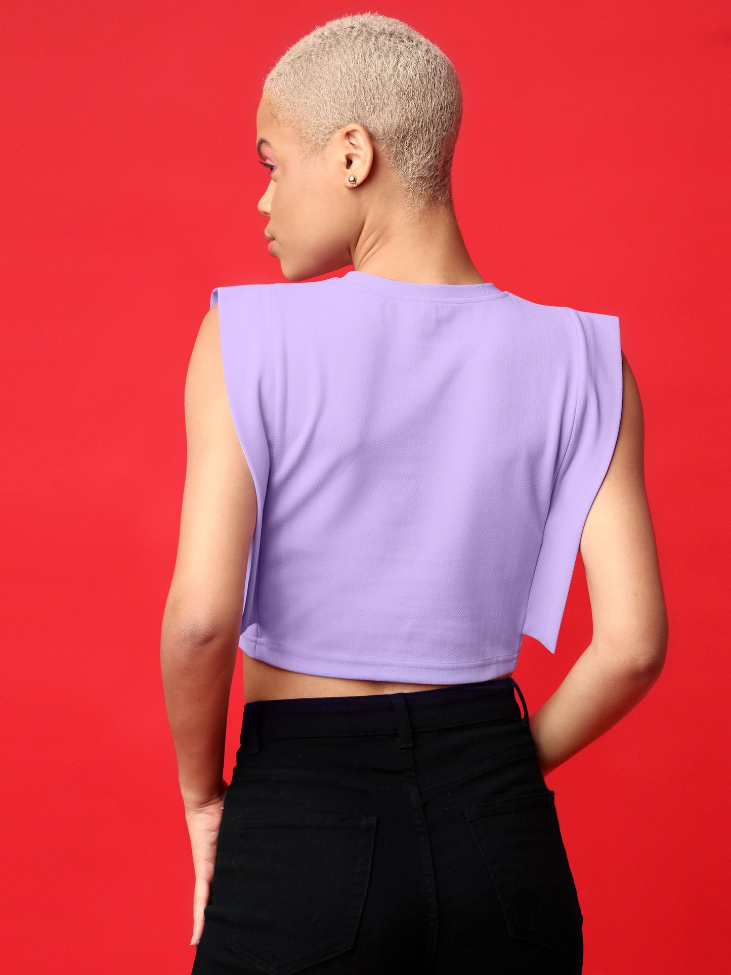 Women Violet Round Neck Boxy Top