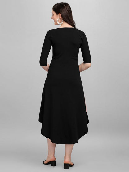 Women Peach & Black Fit & Flare dress
