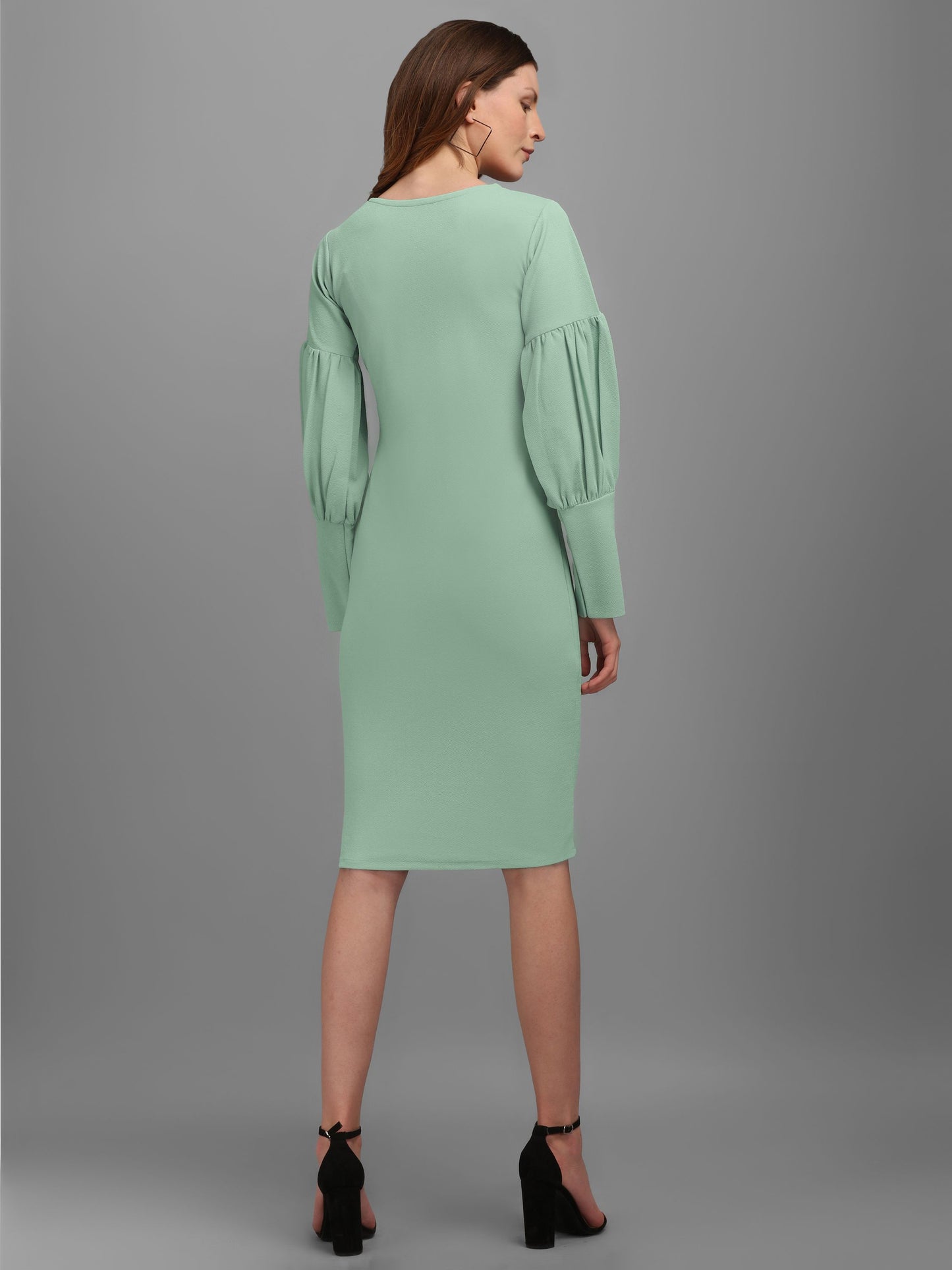 Sage Green V-neck Bodycon Dress