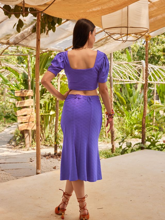 Women Violet Fit & Flare Co-ords