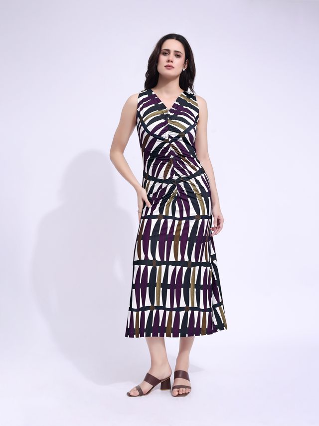 Women's Multi Printed Maxi Sleeveless Dress