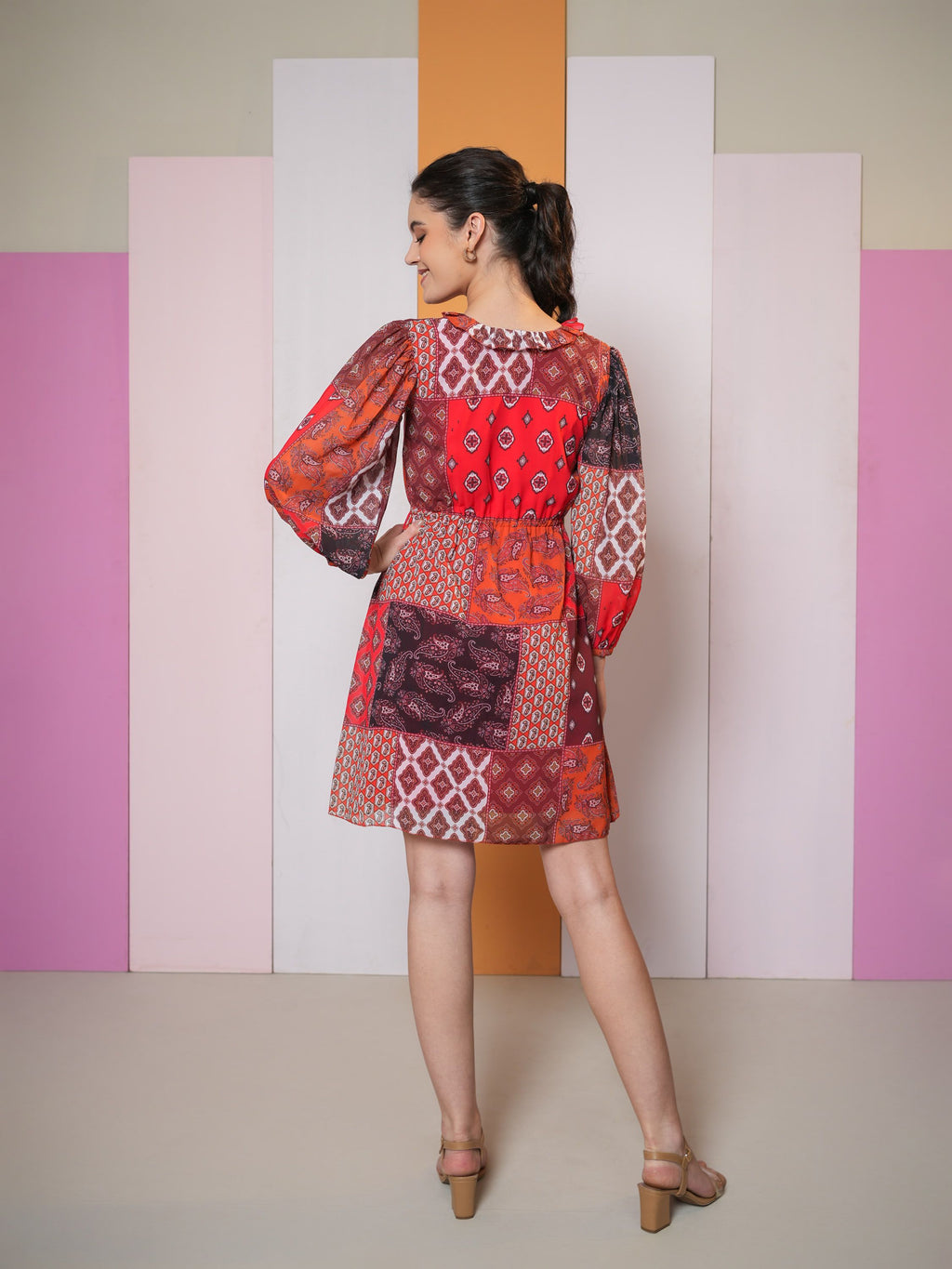 Women Red Fit & Flare knee Length Dress