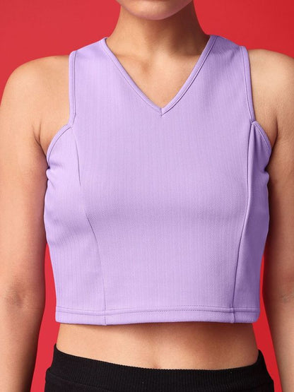 Women Purple V Neck Tank Top