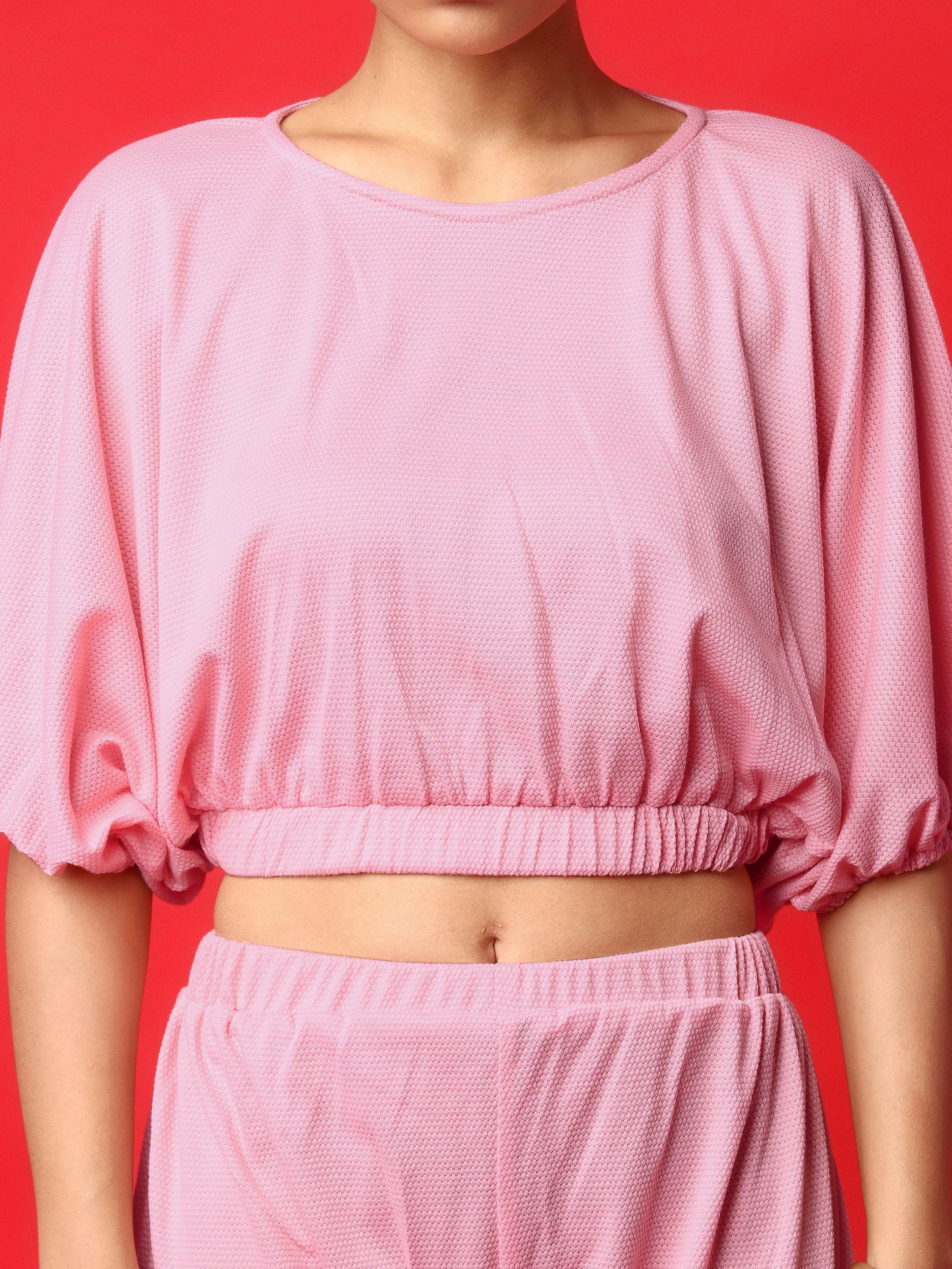 Women Light Pink Top & Joggers Co-ords