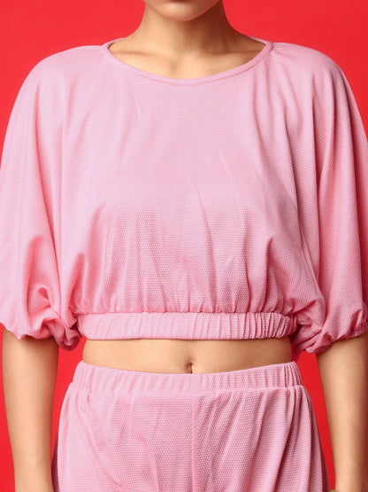 Women Light Pink Top & Joggers Co-ords