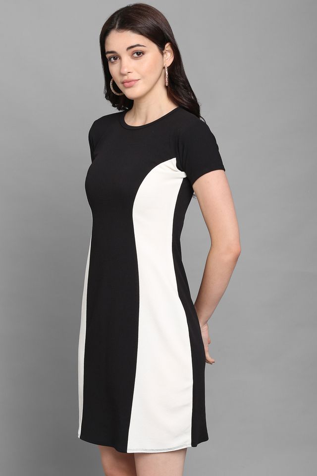 Women White & Black Bodycon dress