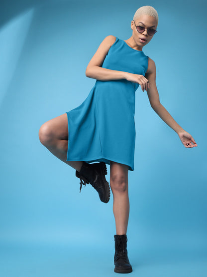 A-line Sleeveless Teal Dress