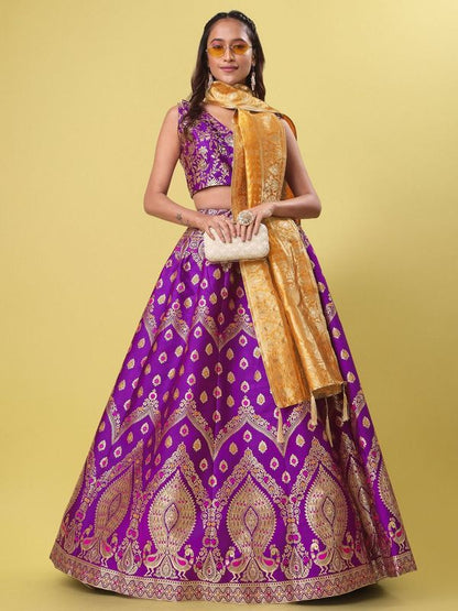 Women purple Printed Lehenga Choli