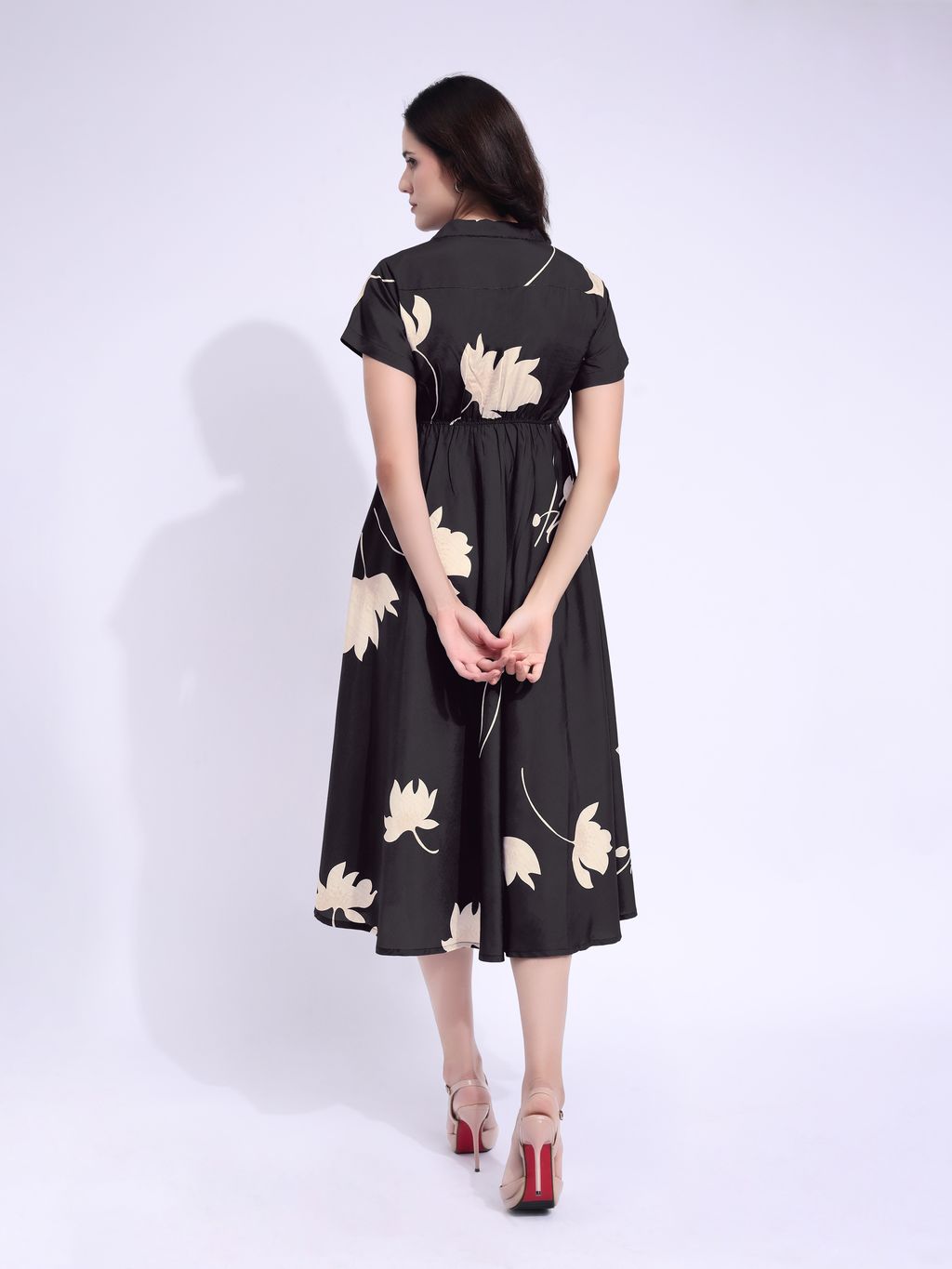 Women's Brown Fit & Flared Stylish Sleeve Dress