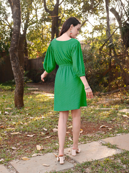 Green Oversized V-Neck Dress