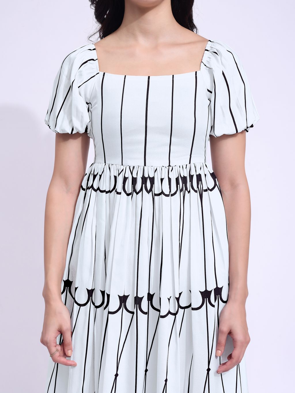 Women's White Midi Short Sleeve Dress