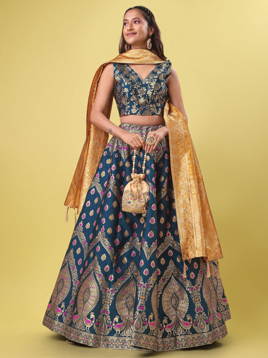 Women Rama Printed Lehenga Choli