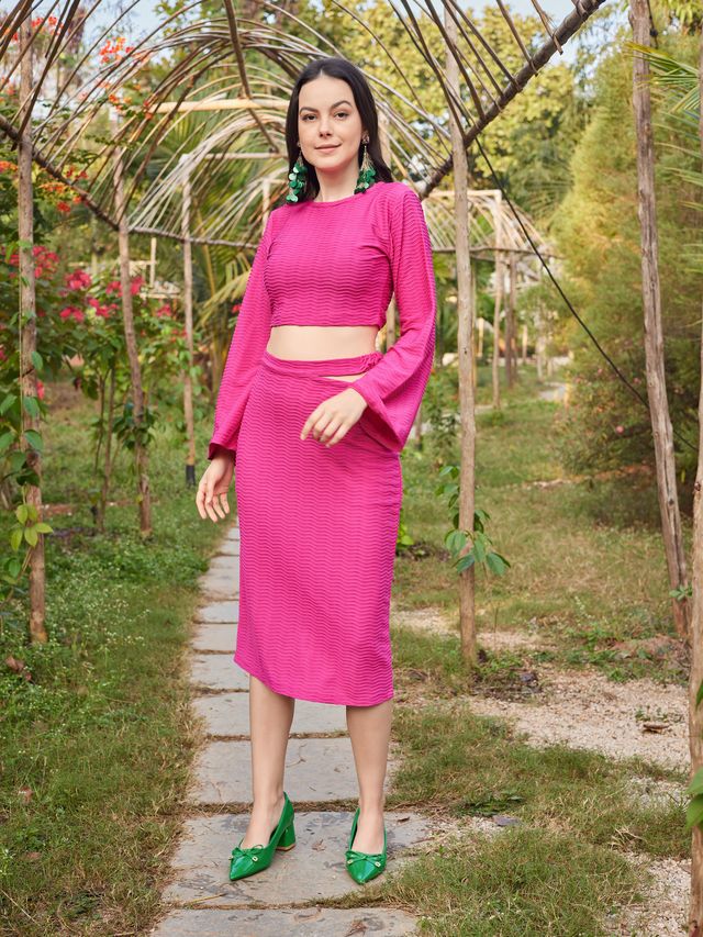 Women Pink Bodycon Co-ords