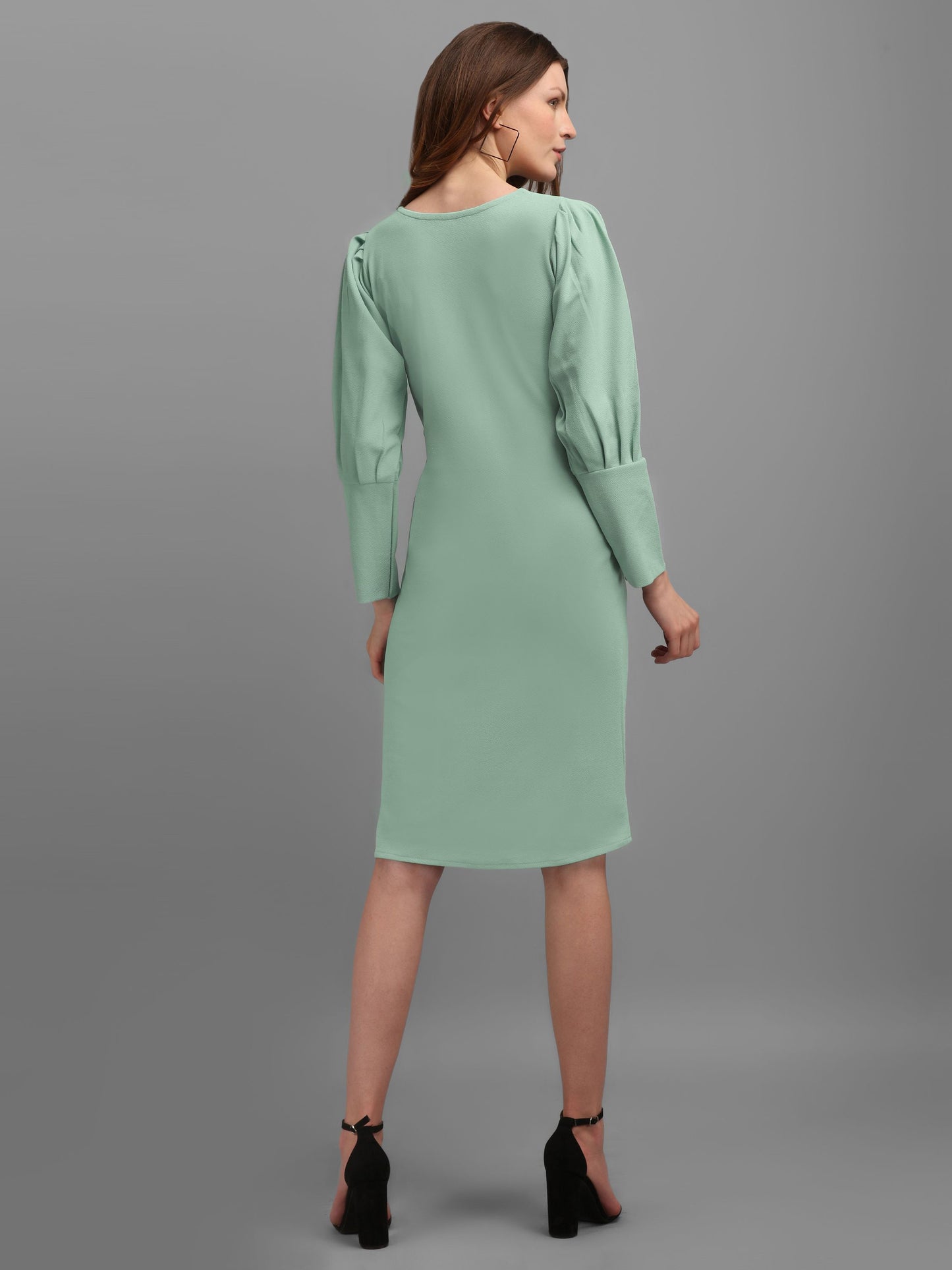 V-neck Sage Green Bodycon Dress