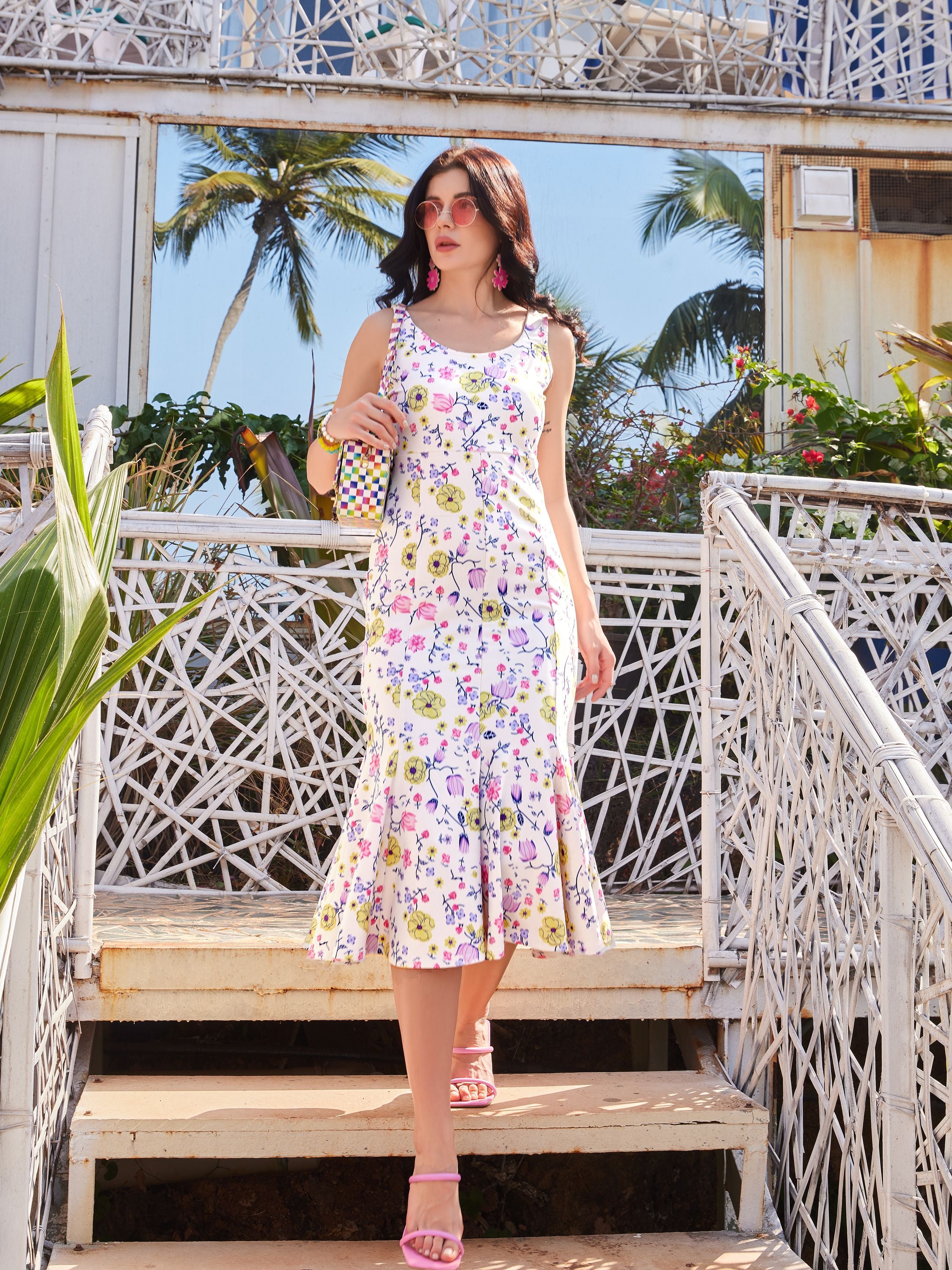 Midi Sleeveless Printed Dress