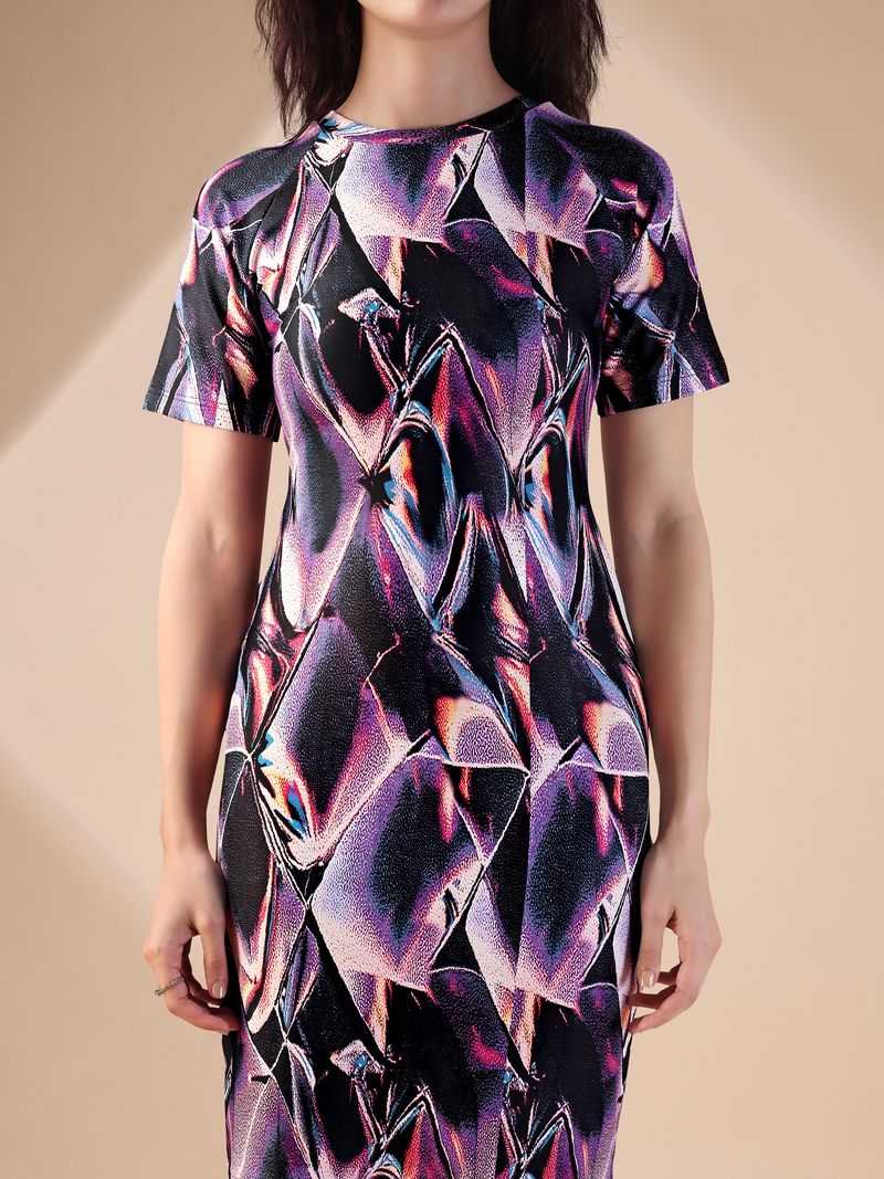 Women's Purple Bodycon Mini Short Sleeve Dress