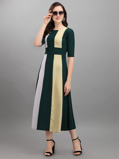 Women Light Yellow & Green Fit & Flare dress