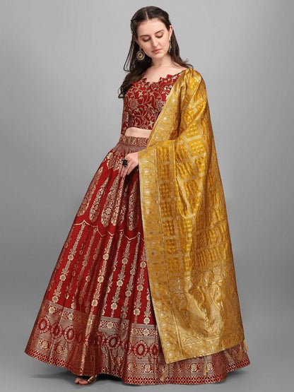 Women Kalidar Maroon Lehenga Choli