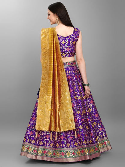 Women Purple Printed Lehenga