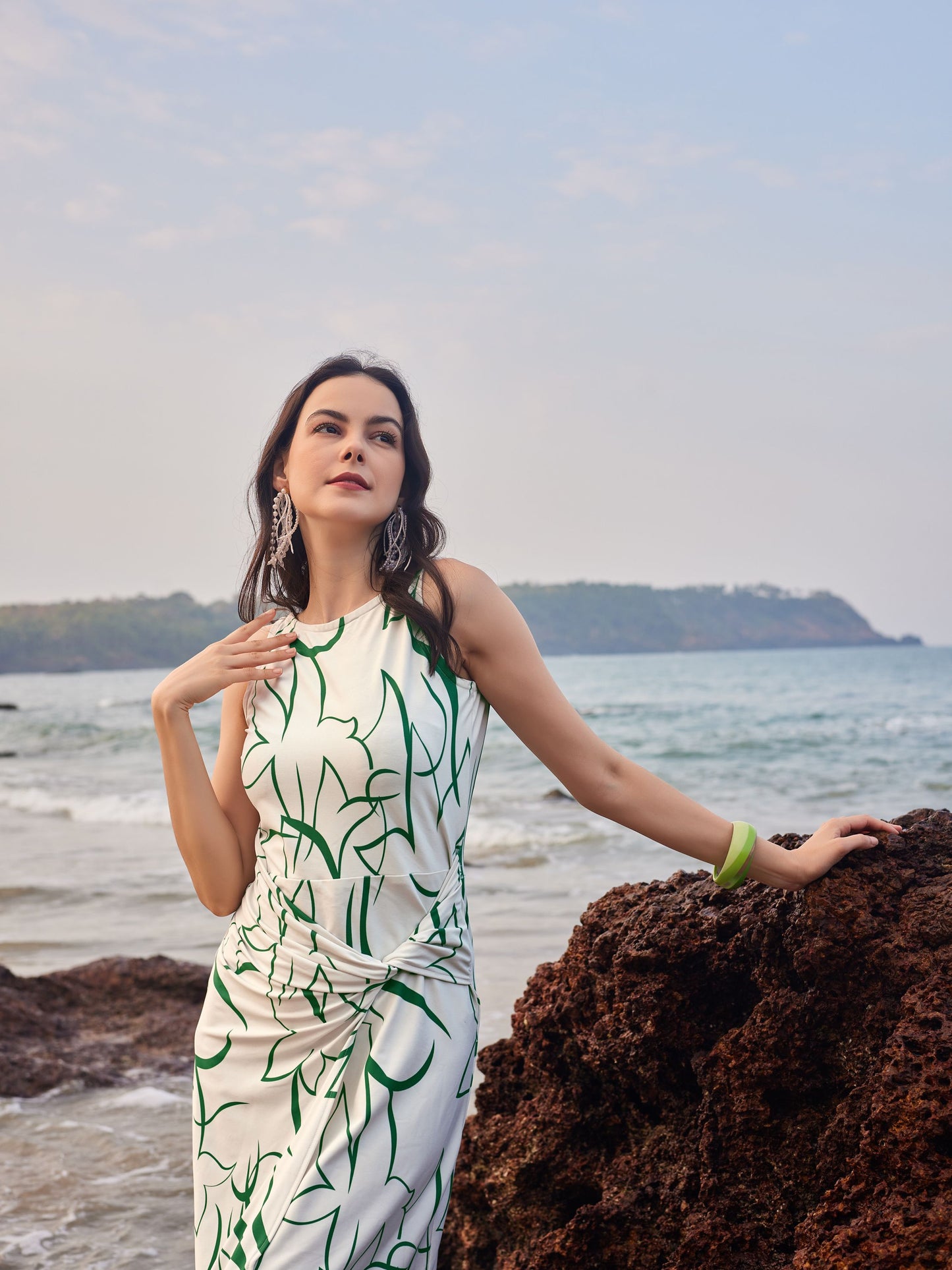 Twisted White Maxi length Dress