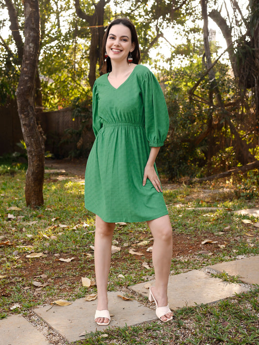 Green Oversized V-Neck Dress