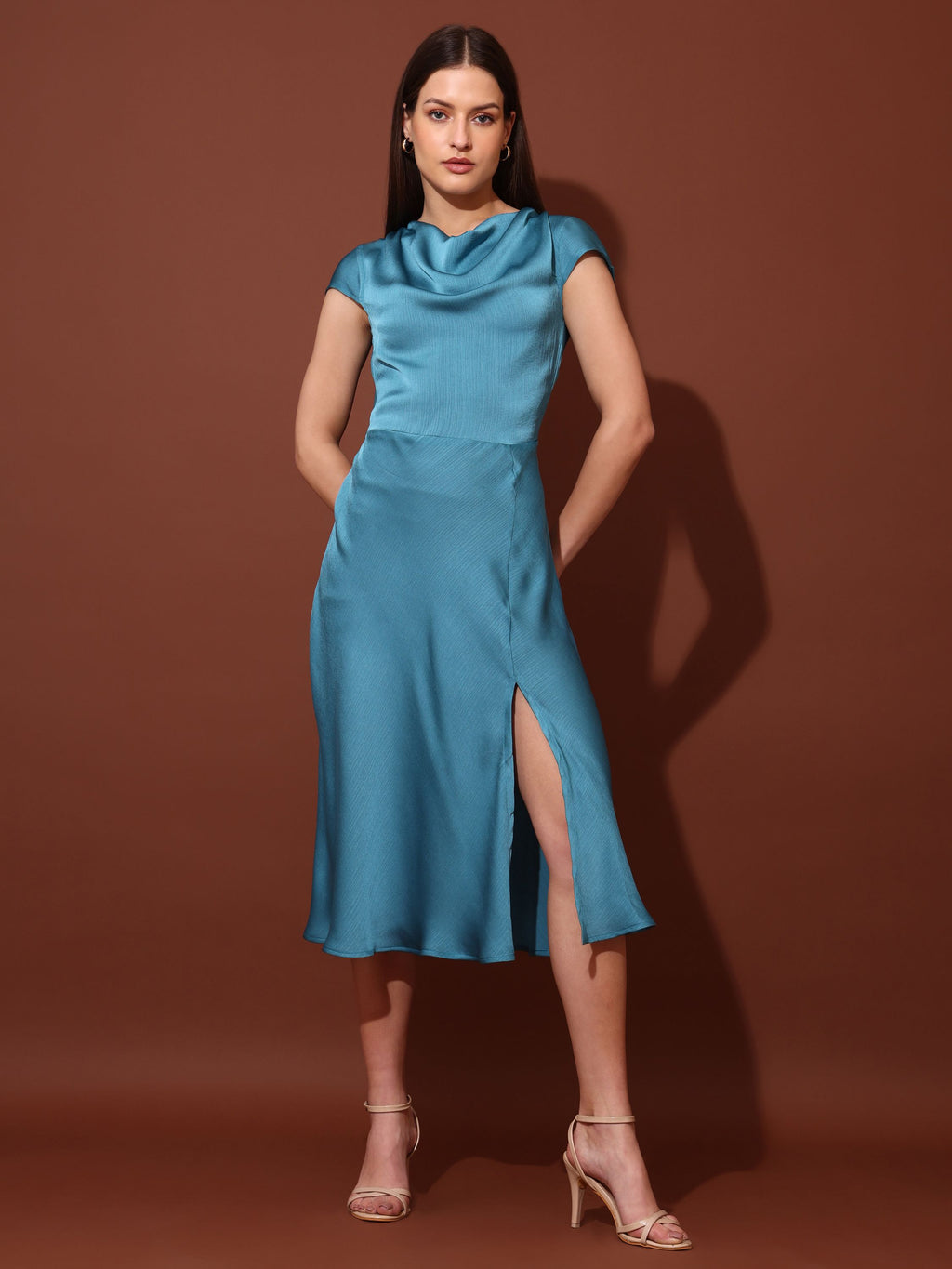 Women Fit & Flared Black Blue Dress