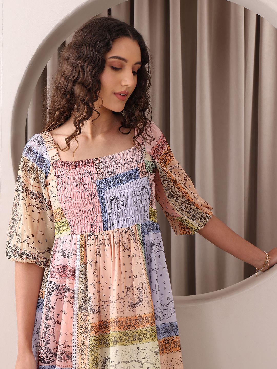 Obshivka  Printed Fit and Flare Dress