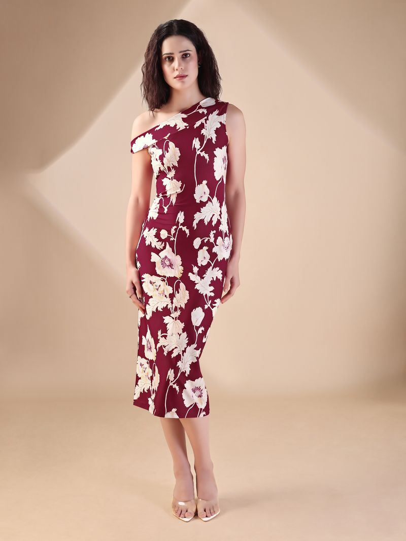Women's Maroon Bodycon Maxi Sleeveless Dress