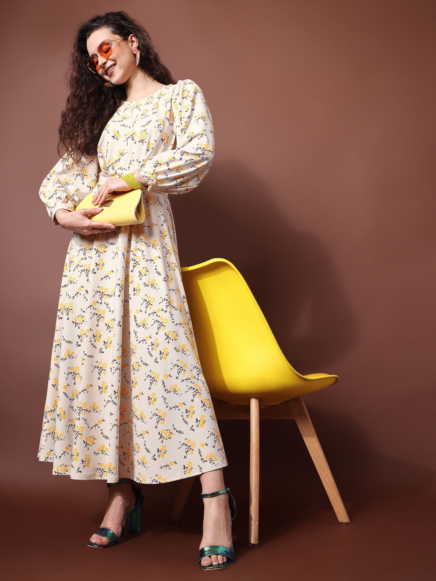 Women Yellow Empire dress