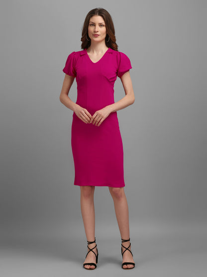 V-Neck Pink Bodycon Dress