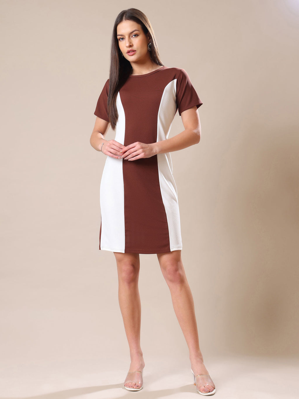 Women's Mini Length Bodycon Brown Dress