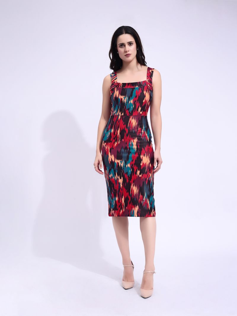 Women's Black Bodycon Midi Sleeveless Dress