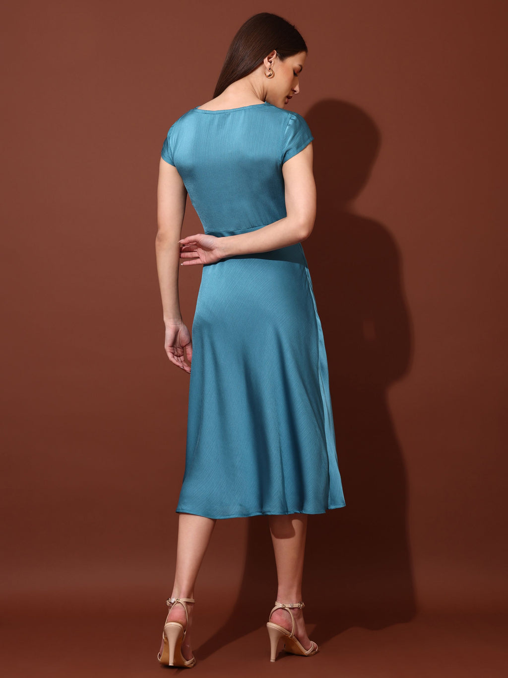 Women Fit & Flared Black Blue Dress