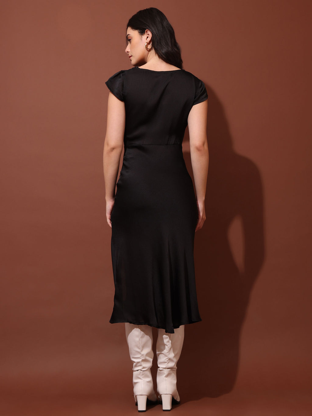 Women Fit & Flared Black Solid Dress