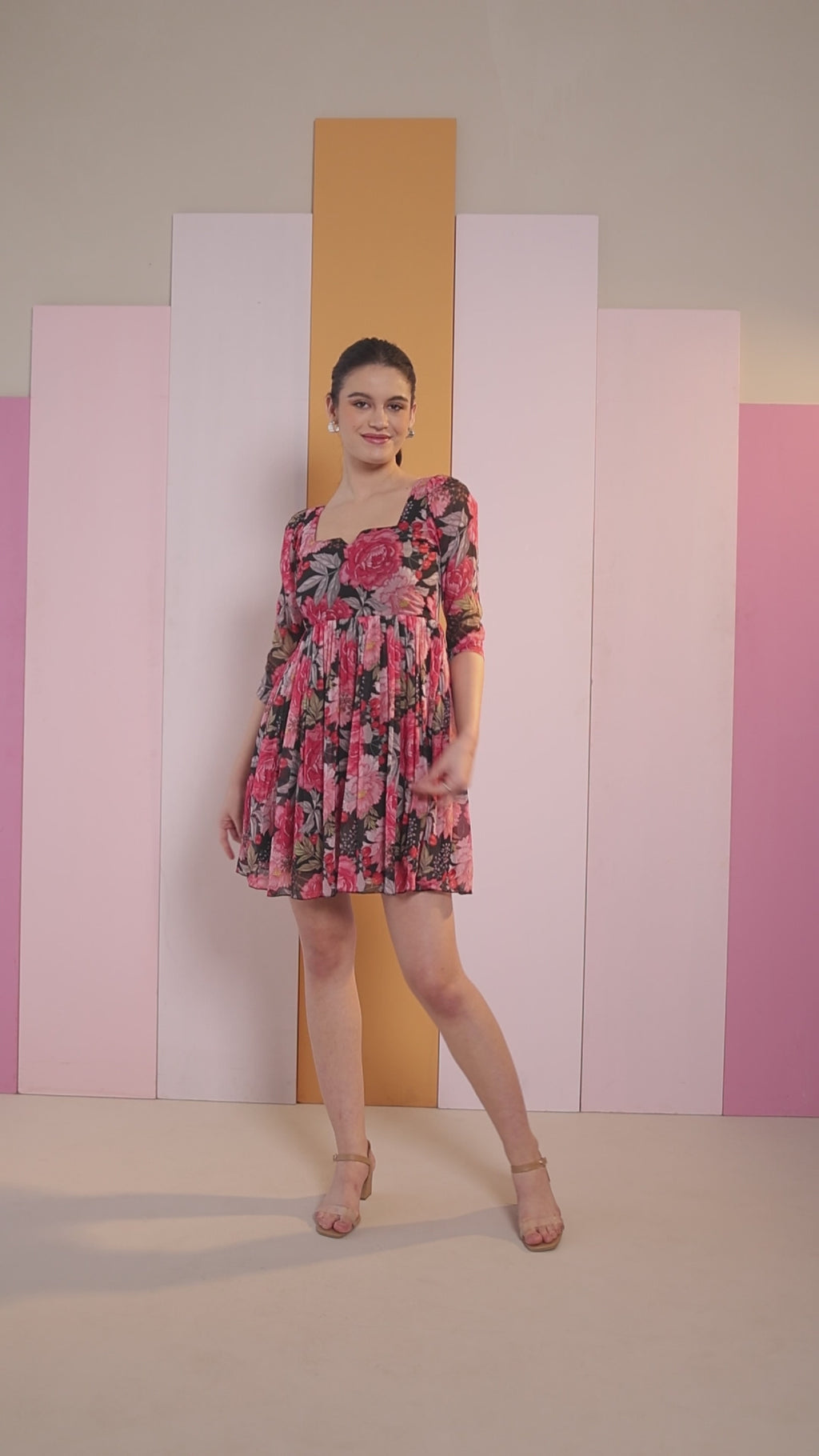 Women Red Woven Georgette Dress