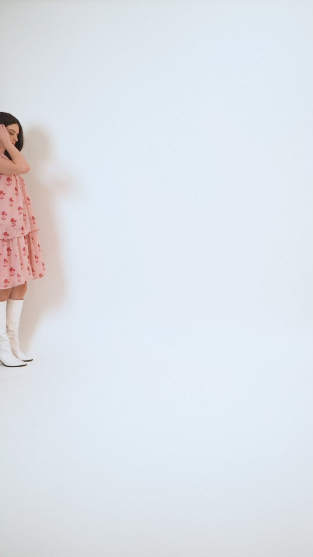 Women Hlater Neck Sleeveless Peach Dress