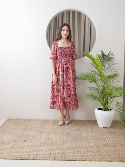 Obshivka  Printed Fit and Flare Dress