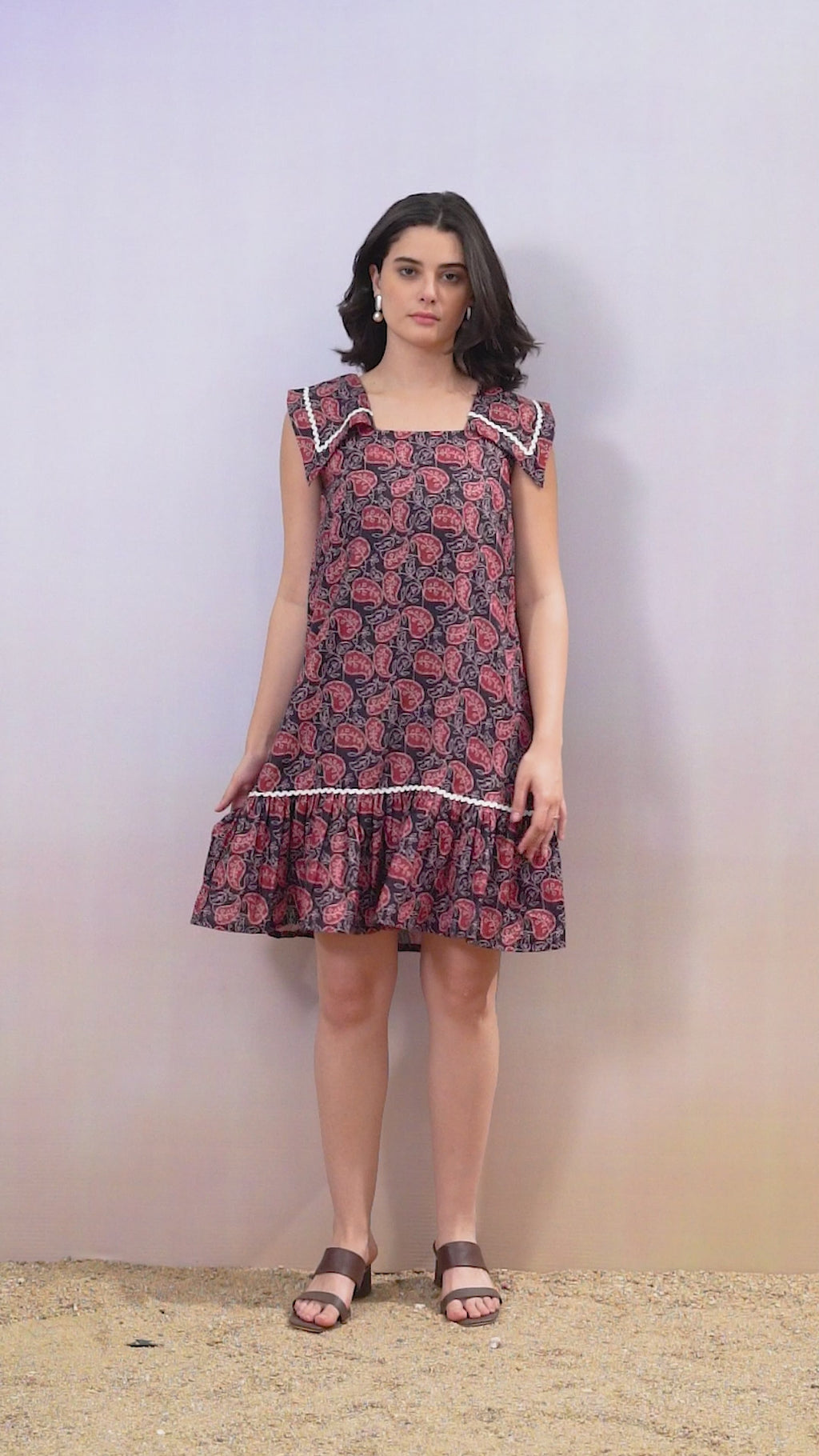 Women's Sleeveless Fit & Flare Mini with Square Neckline Navy blue Dress