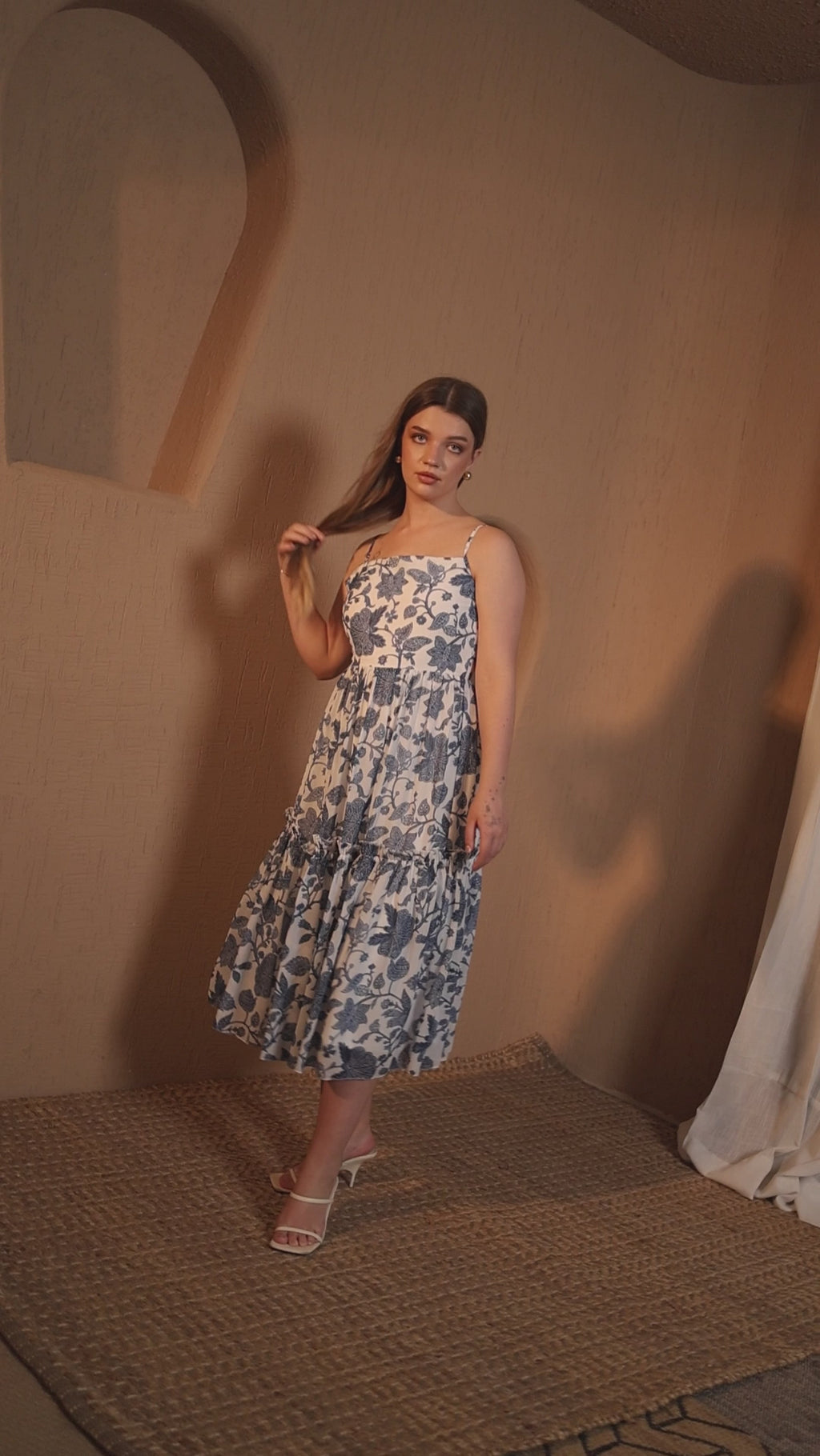 Women Blue Fit & Flare Below knee Georgette Dress